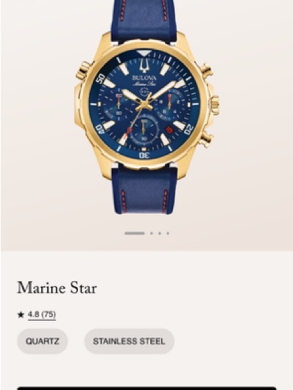 Bulova Gold-Tone Case Navy Dial and Strap Chronograph
